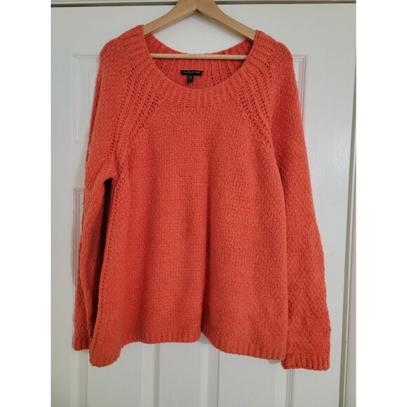 Eileen Fisher Woman Lory Organic Cotton Blend‎ Sweater Orange Textured Sz 1X - Picture 1 of 10